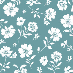 Elegant White Floral Pattern on a Blue Background for Design Projects