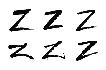 Vector Illustration of Z Letters Symbol Silhouette Set