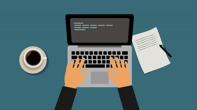 work table video animation work desk animated concept