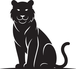 Obraz premium tiger sitting black silhouette vector, Simple silhouette Design vector icon with white background. Wild Animal Vector