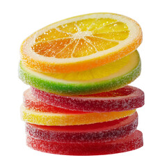 Vibrant Stack of Candied Citrus Slices on Transparent Background