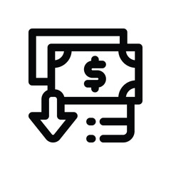 devaluation line icon. Clean and minimalist vector icon for websites, mobile apps, presentations, and logos. Fully scalable and customizable for any project.