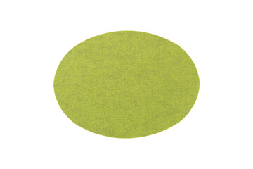 Round lime green felt coaster isolated on transparent background