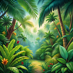 Fototapeta premium tropical rain forest with big trees