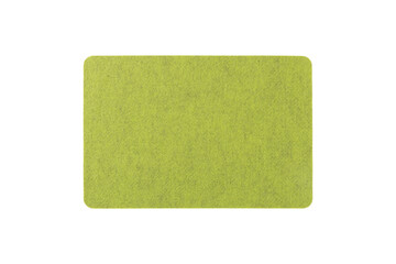 A single green felt coaster with rounded corners isolated on transparent background