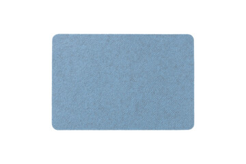 Soft textured light blue felt rectangle with rounded corners isolated on transparent background