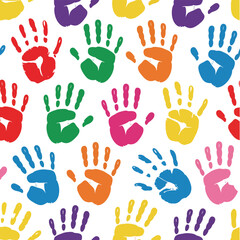 Colorful Handprints Seamless Pattern