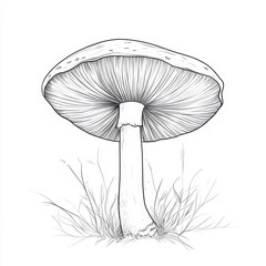 Flat mushroom clipart set showcasing edible fungi in linear contour style.