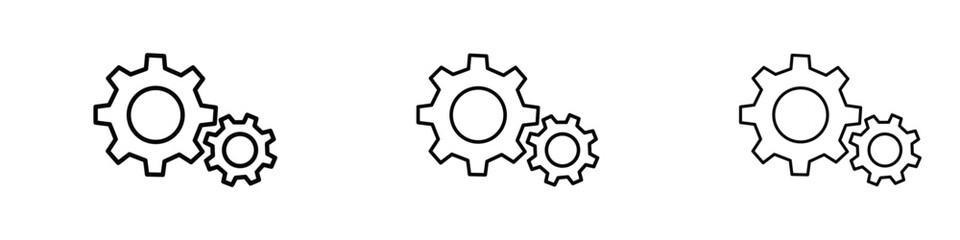 Gears icons vector pack.Settings gear icon Thin line illustration set vector