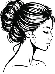 Elegant Woman Profile Vector | Female Silhouette | Fashion Beauty Art Illustration