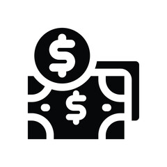 cash glyph icon. Strong and solid vector icon for websites, mobile interfaces, presentations, and visual branding. High quality and easy to edit.