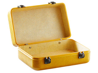  yellow empty suitcase isolated on white background PNG, AI GENERATED