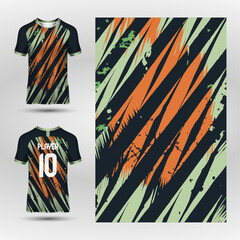 Fototapeta premium Colorful Sublimation Sports Jersey Design – Brush Stroke Vector Template for Activewear and Team Kits.