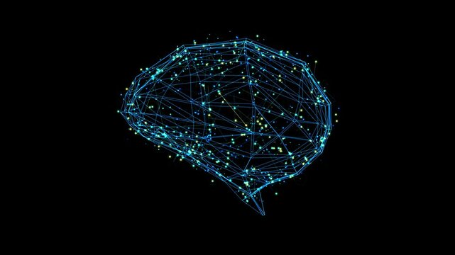 3d rendering ai digital circuit brain with shining light 4k footage