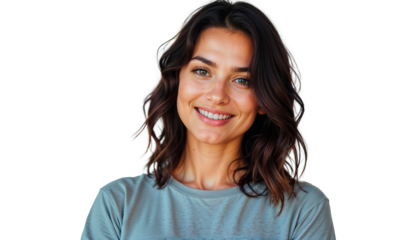 Portrait of a smiling brunette woman in natural light