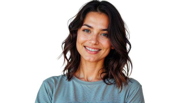 Portrait of a smiling brunette woman in natural light