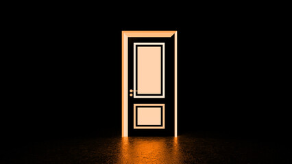 Brightly lit doors contrasting against a dark background create a powerful visual metaphor for hope, opportunity, and the promise of new beginnings, inviting exploration and discovery