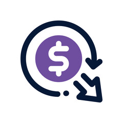 decrease duotone icon. Sleek and modern vector icon for websites, mobile apps, marketing materials, and corporate design. Fully scalable and ready to use.