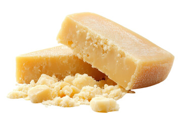 Italian Parmesan Cheese Food Photography Culinary Ingredient Isolated Cheese Block Sharp on transparent background