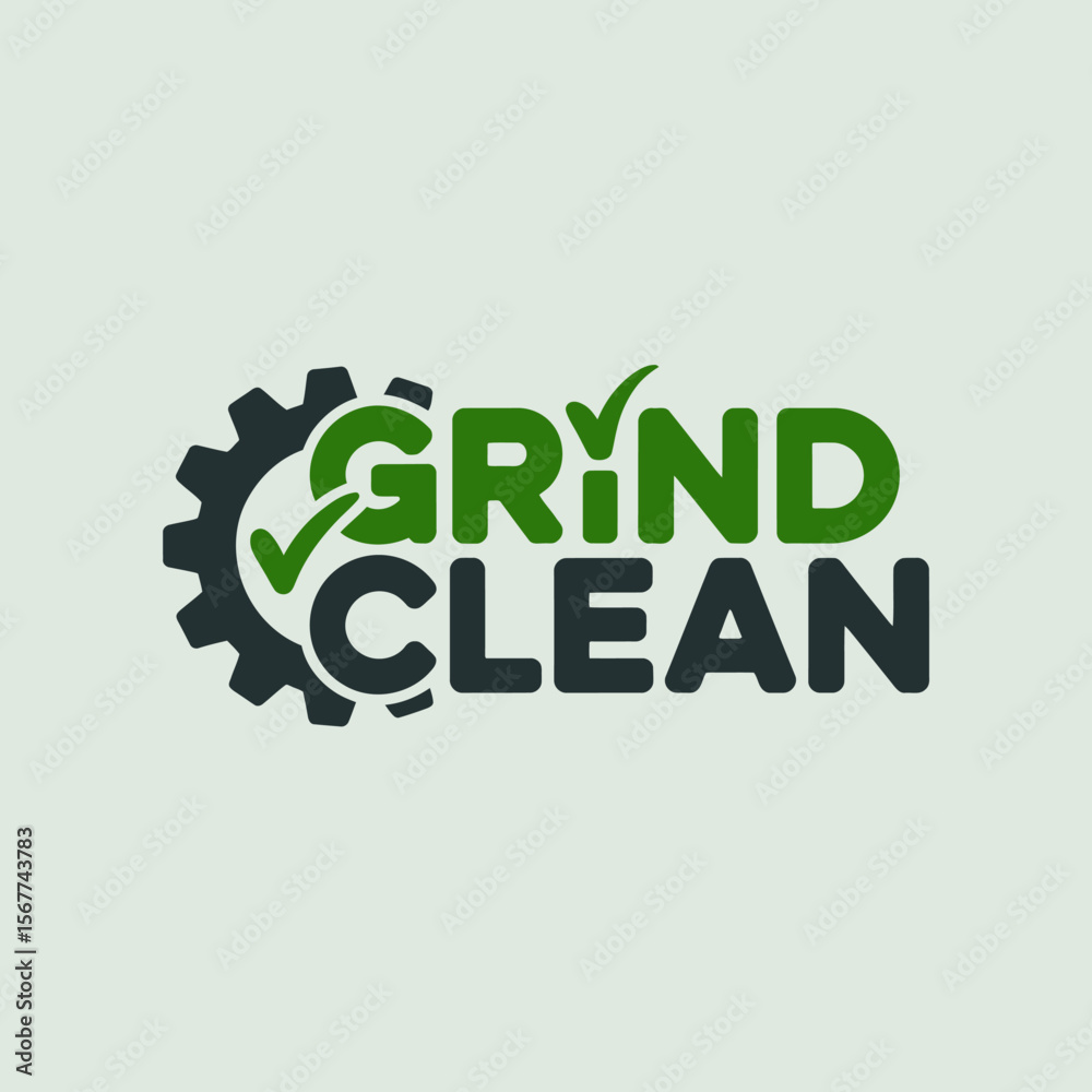Fototapete grind clean logo design for industrial cleaning services and mechanical engineering company branding