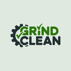 Grind clean logo design for industrial cleaning services and mechanical engineering company branding vector vector artwork on transparent background