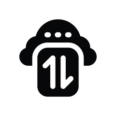 cloud data glyph icon. Strong and solid vector icon for websites, mobile interfaces, presentations, and visual branding. High quality and easy to edit.