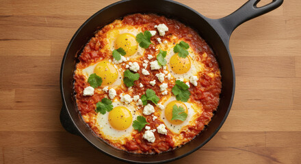 Shakshuka in Cast Iron with Feta and Cilantro