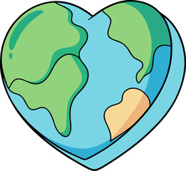 Heart shaped earth, love the planet, environmental awareness, eco friendly design, world nature day, conservation vector, global care