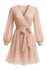 Fototapete Chiffon wrap dress with long sleeves and a tie waist © OMD