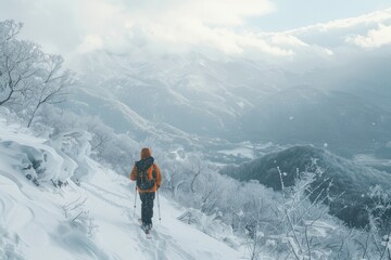 Flawless Image of Ski Hiker in Winter Wonderland, Embracing Snowy Adventure