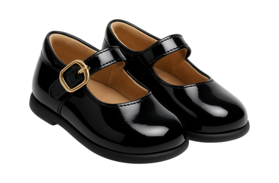 Patent leather baby Mary Janes with buckle fastening in black