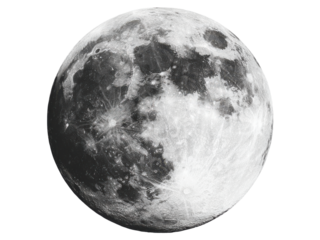 Detailed lunar surface with craters and maria against blackness moon celestial, Isolated, Transparent Png