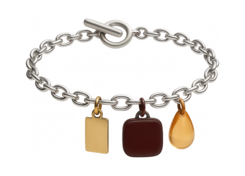 Charm bracelet with dangling miniature pendants