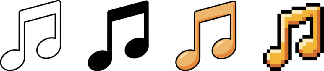 Fototapeta premium Collection of Music Note Icons in Different Styles