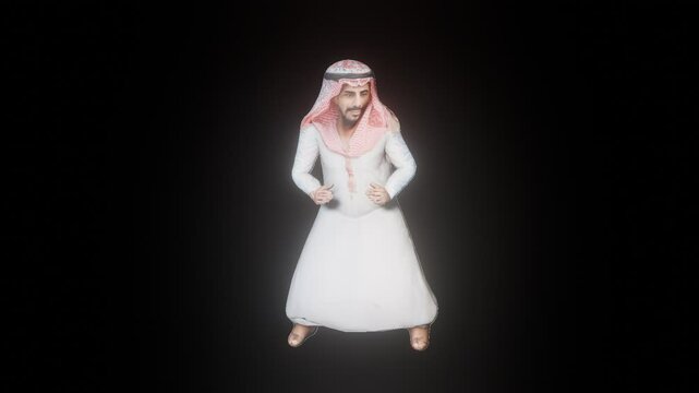 Football animation with arabian man character. For creating video content for YouTube, Instagram, social media, and more. Transparent background. PNG video file.