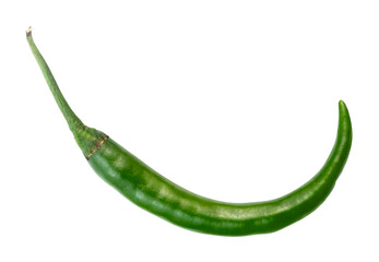 green hot chili pepper isolated on transparent background