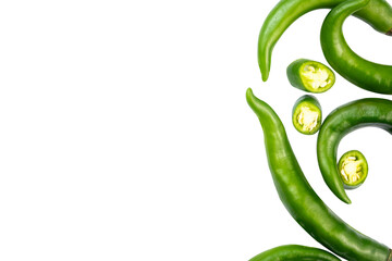 frame made of slice green chili pepper with empty space for text
