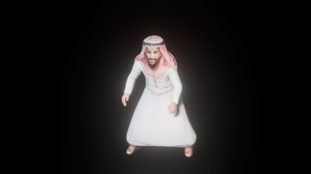 Football animation with arabian man character. For creating video content for YouTube, Instagram, social media, and more. Transparent background. PNG video file.