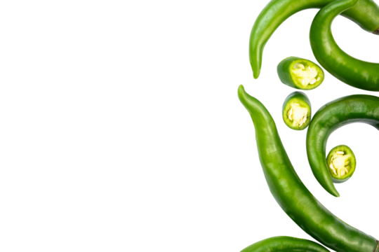 frame made of slice green chili pepper with empty space for text