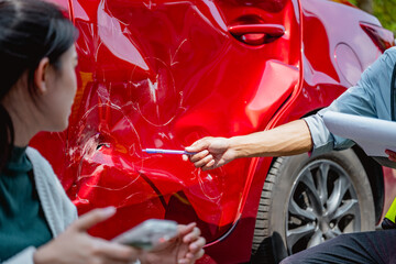 Car accident crash, Car accident protection, Claim collision, Auto emergency. Crashed car claim...