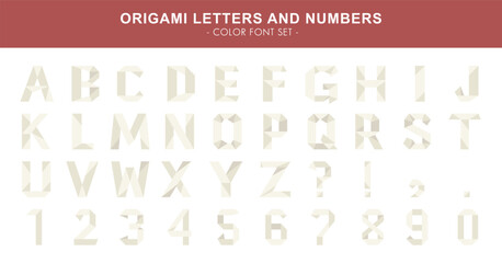 Origami letters and numbers - color font set