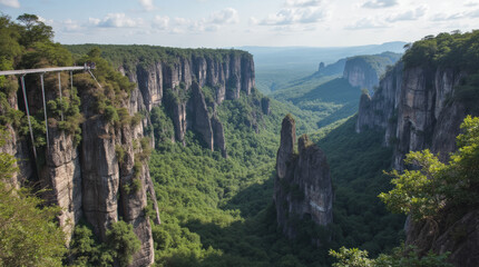 Tsingy de Bemaraha Madagascar Jagged Limestone Forest with Razor-Sharp Pinnacles and Hanging Bridges