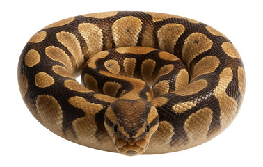 Obraz premium Ball python with smooth, tan scales and dark brown blotches