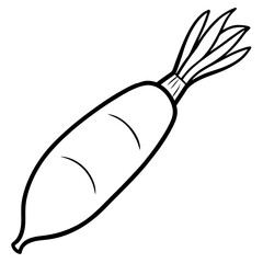 Daikon radish line art vector