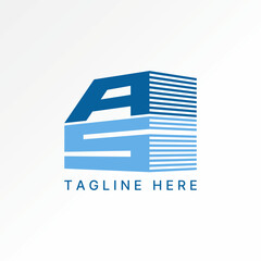Logo design graphic concept creative premium vector stock image top sell initial AS font 3D cut shadow cubical placement to virtual scene construction