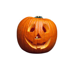 Spooky carved pumpkin glowing with an internal candle for Halloween celebrations