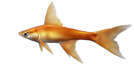 Ornate Goldfish Isolated Portrait Elegant Aquatic Pet Fancy Gold Tail Fins on transparent background