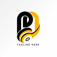 Logo design graphic concept creative premium vector stock image top sell initial PN or M font earphone headset DJ sound song listen play music voice