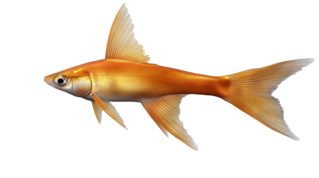 Ornate Goldfish Isolated Portrait Elegant Aquatic Pet Fancy Gold Tail Fins on transparent background - Powered by Adobe