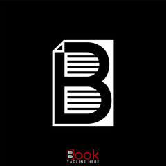 Logo design graphic concept creative premium vector stock image top sell letter B font sans serif cutting paper negative space line page student learn